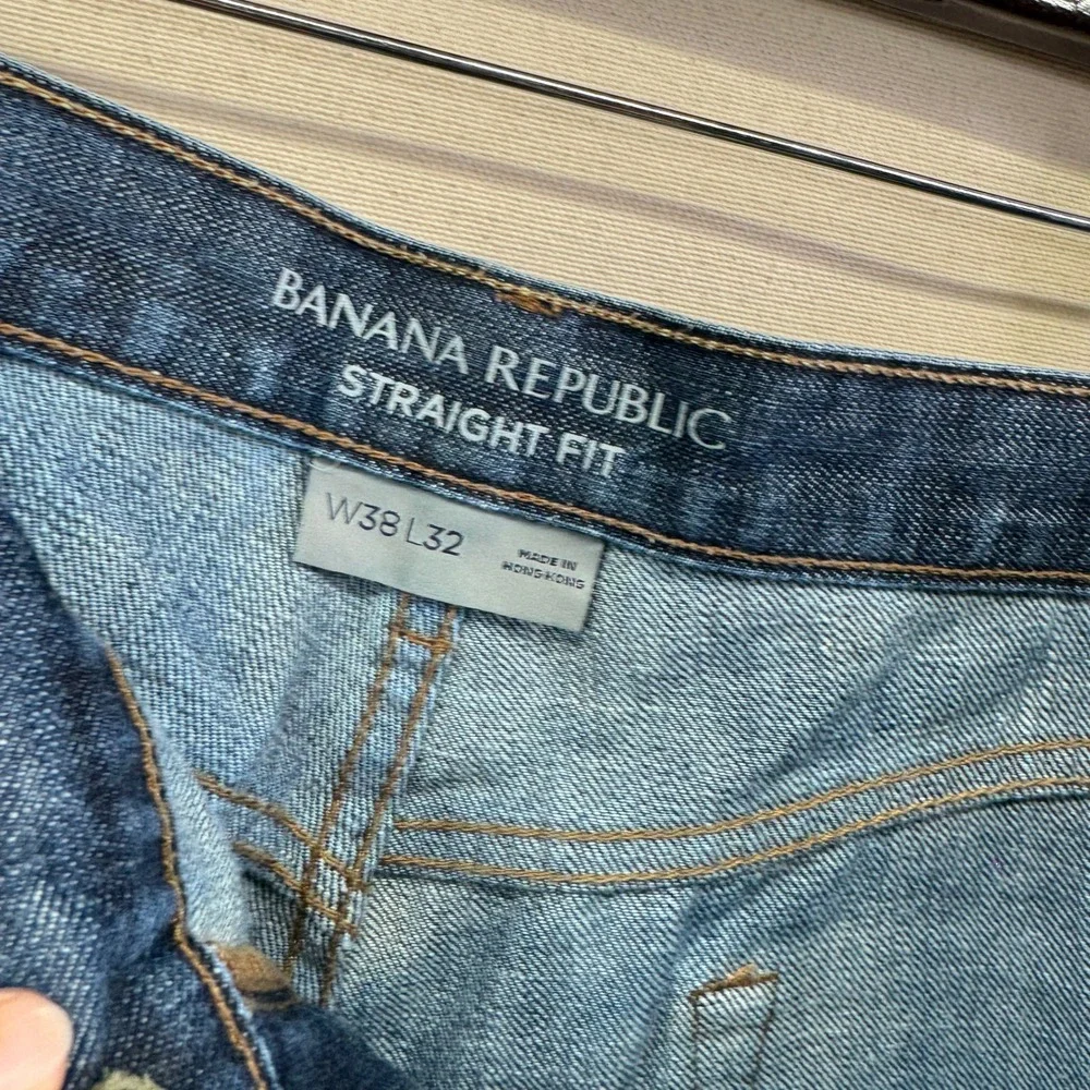 Banana‎ Republic Straight Fit Jeans Mens 38x25 Cropped Dark Wash Classic Denim